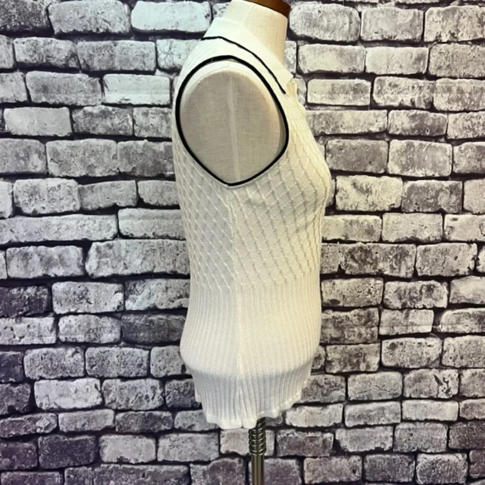 Tehama Vintage White & Black Sleeveless Sweater Size Medium - Picture 8 of 9